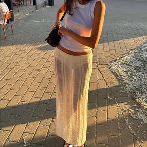SOLD Peppermayo Perri Ladder Ivory Knit Maxi Skirt